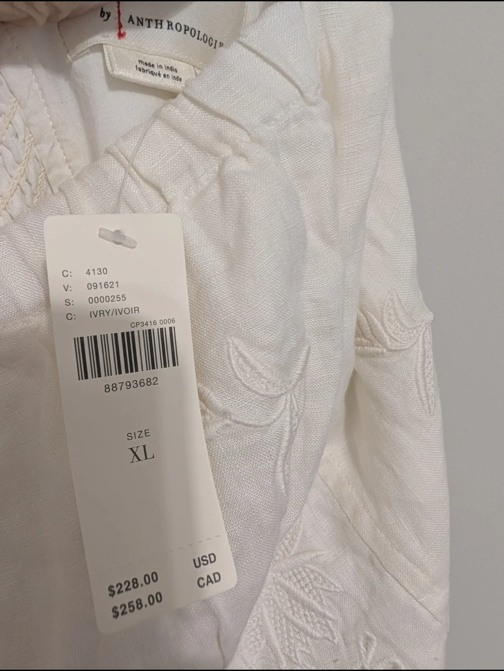 Anthropologie White Linen Square-Neck Midii Dress - Picture 8 of 10